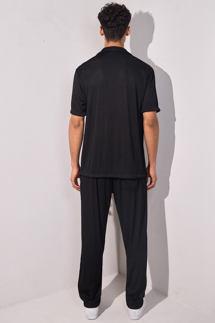 Ensemble 2 pièces plissé chemise + pantalon noir